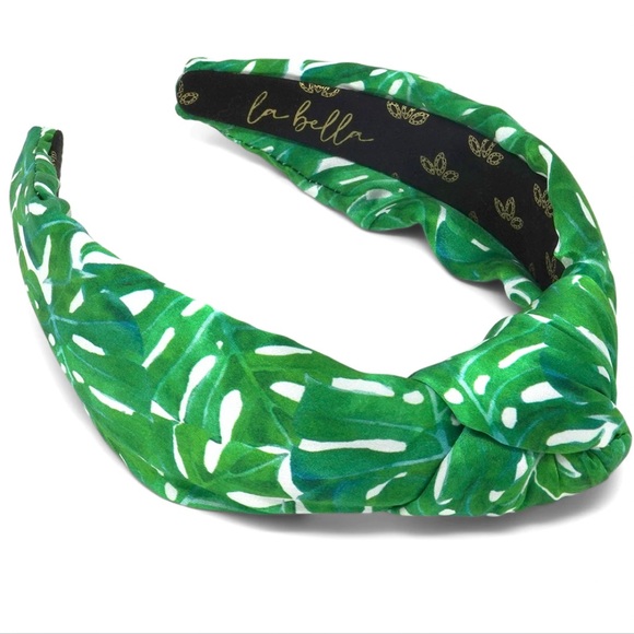 La Bella NWT green tropical 🌴 foliage silk headband - Picture 2 of 4